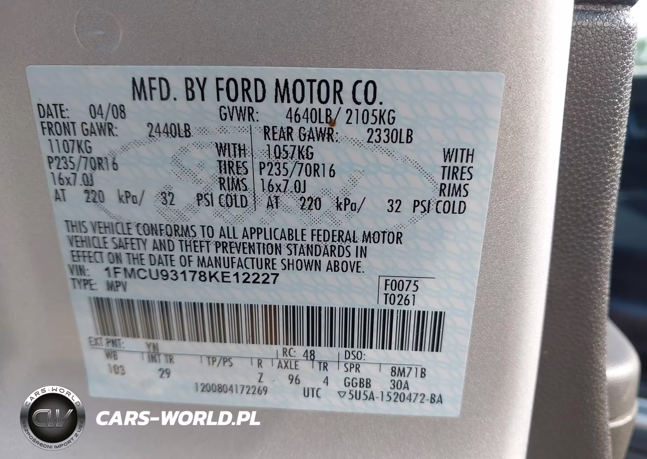 2008 Ford Escape Xlt VIN:1FMCU93178KE12227 - 9