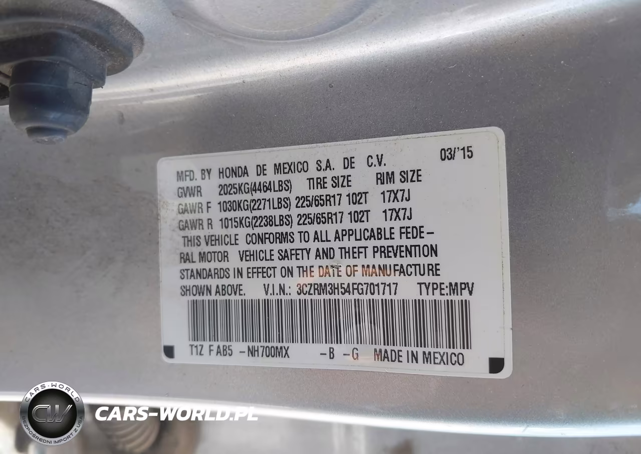 2015 Honda Cr-V Ex VIN:3CZRM3H54FG701717 - 9