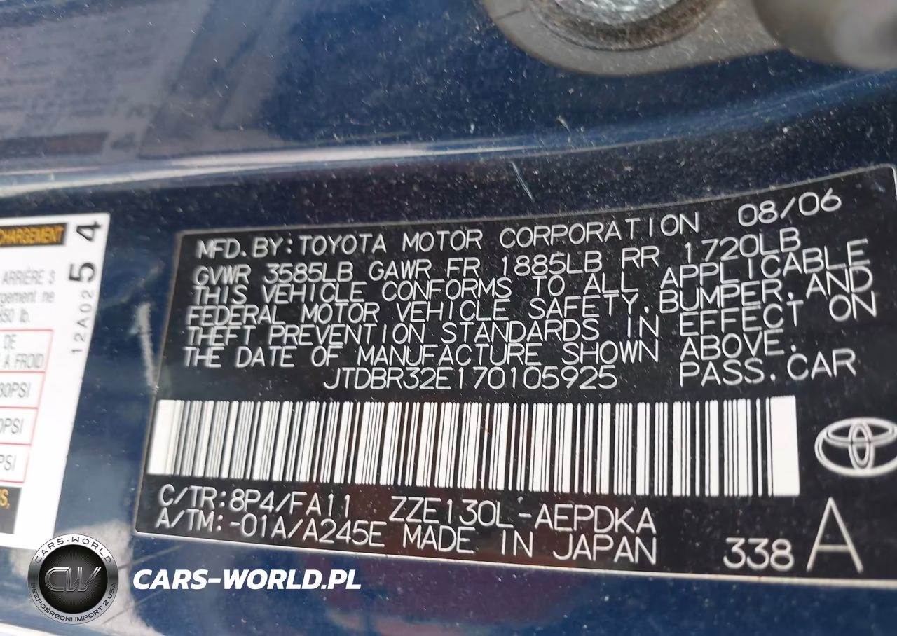 2007 Toyota Corolla Ce VIN:JTDBR32E170105925 - 9
