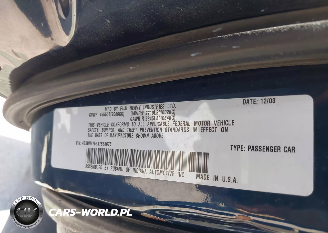 2004 Subaru Outback VIN:4S3BH675947633678 - 9
