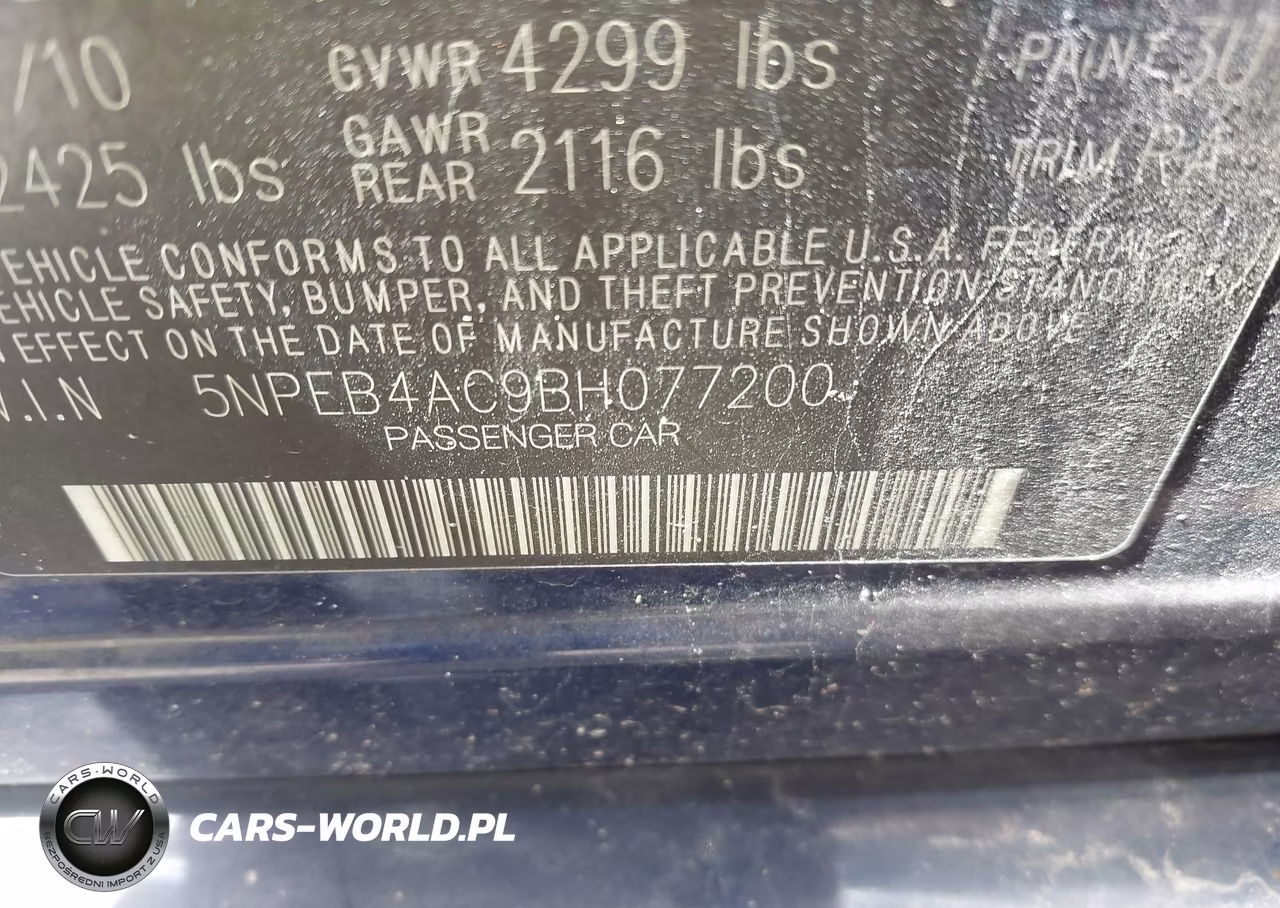 2011 Hyundai Sonata Gls VIN:5NPEB4AC9BH077200 - 9