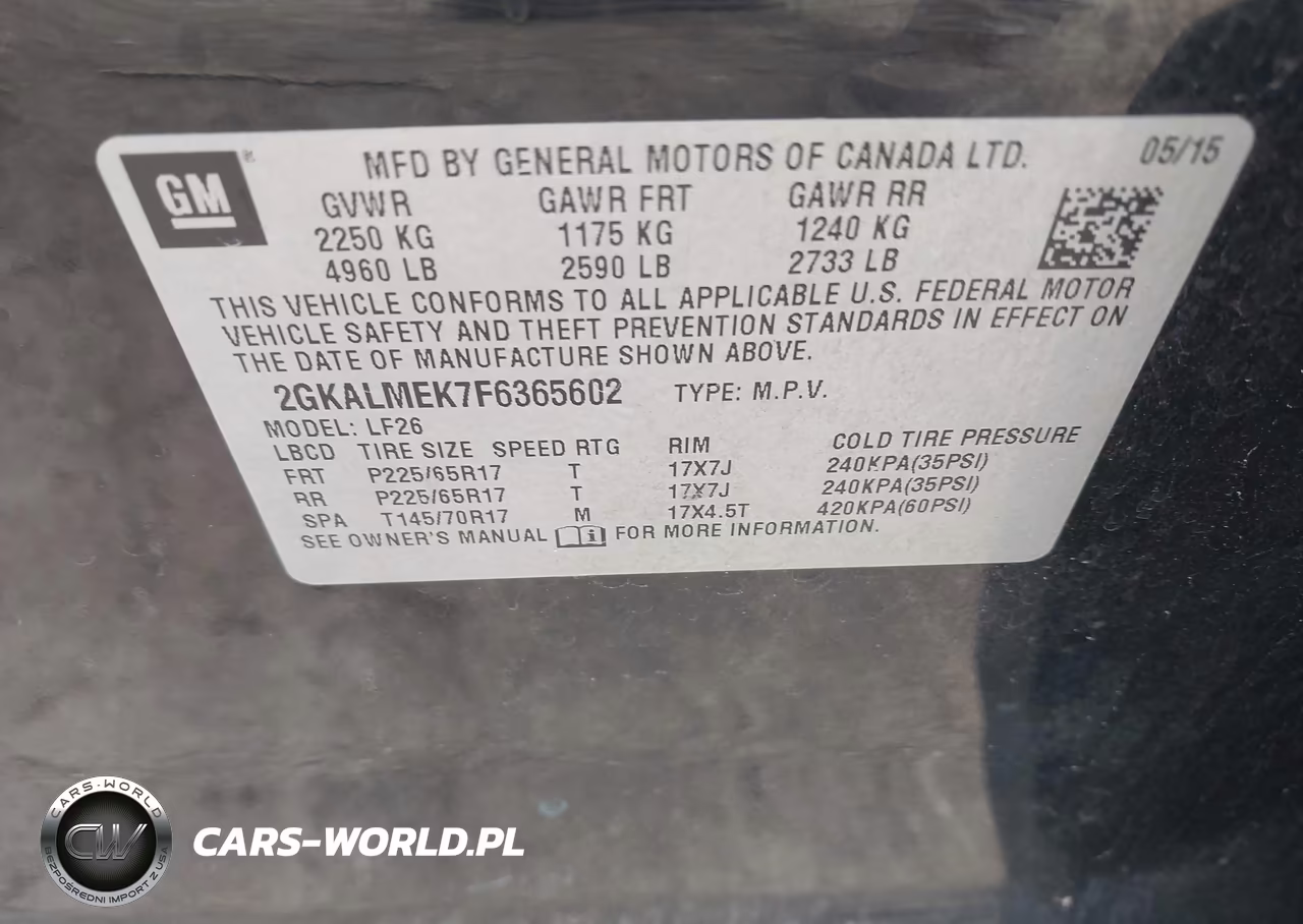 2015 GMC Terrain Sle-1 VIN:2GKALMEK7F6365602 - 9