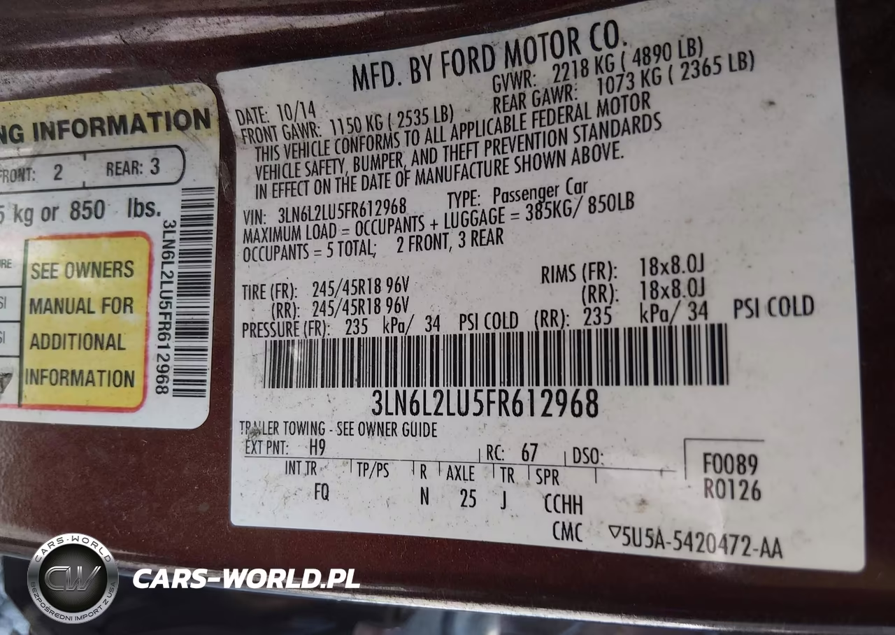2015 Lincoln Mkz Hybrid VIN:3LN6L2LU5FR612968 - 9