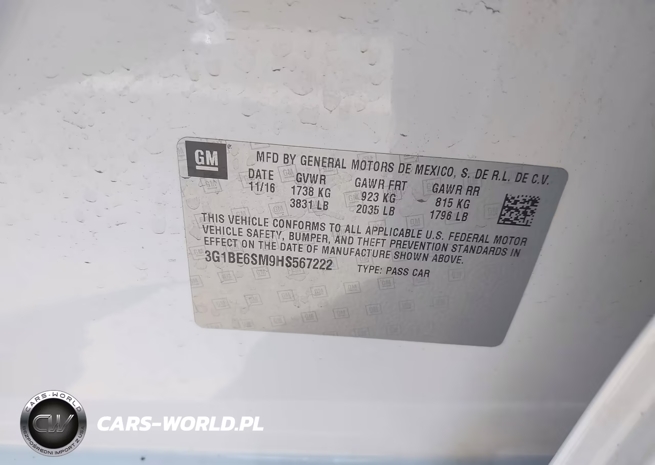 2017 Chevrolet Cruze Lt Auto VIN:3G1BE6SM9HS567222 - 9