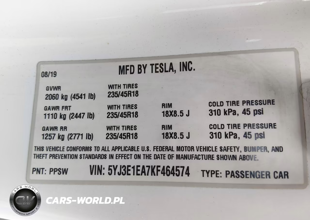 2019 Tesla Model 3 Long Range-Mid Range-Standard Range-Standard Range Plus VIN:5YJ3E1EA7KF464574 - 9