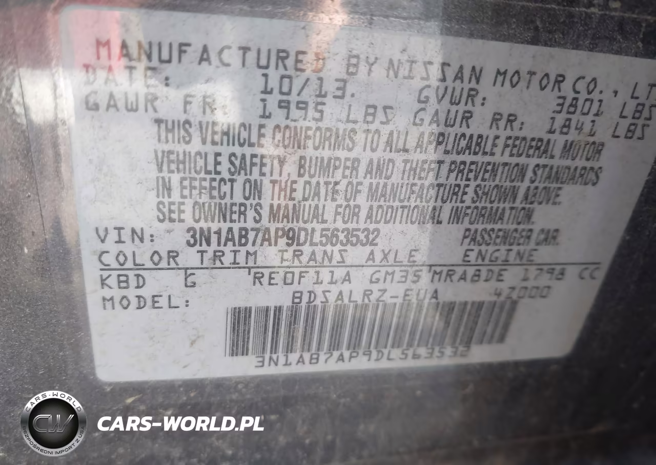 2013 Nissan Sentra Sr VIN:3N1AB7AP9DL563532 - 9