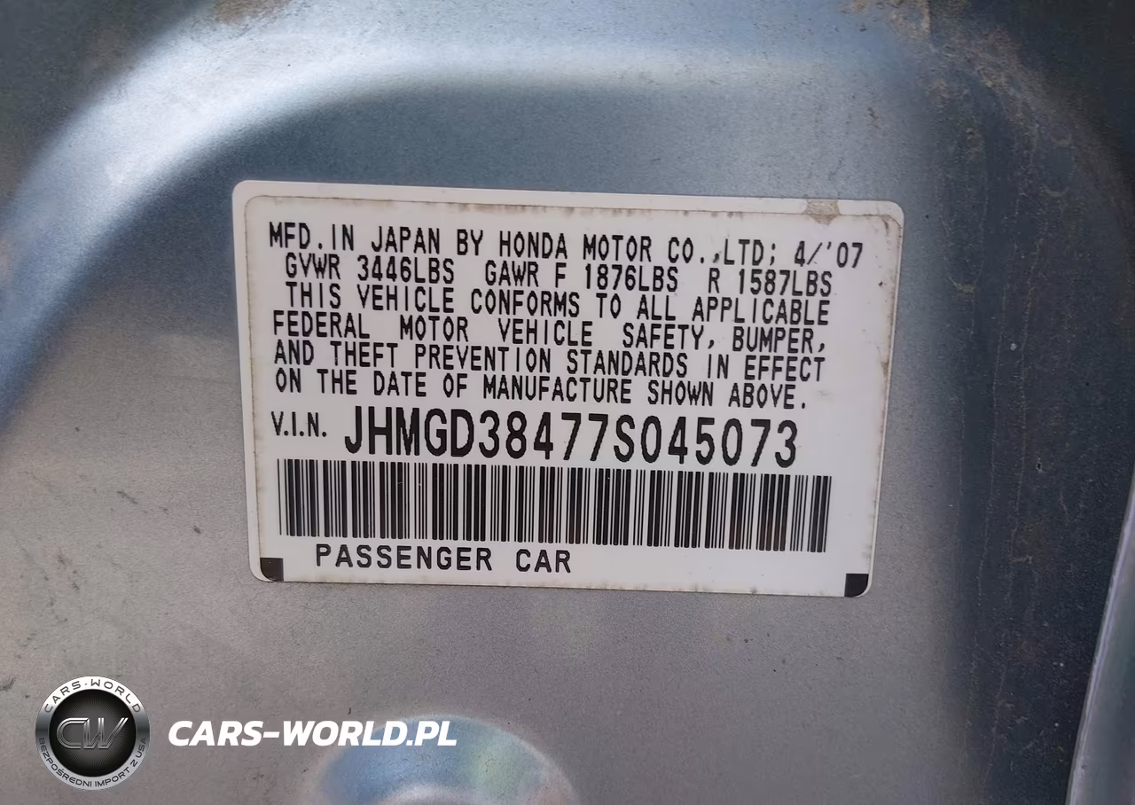 2007 Honda Fit VIN:JHMGD38477S045073 - 9