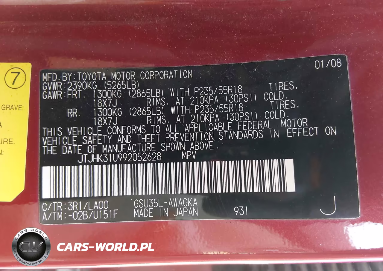 2009 Lexus Rx 350 VIN:JTJHK31U992052628 - 9
