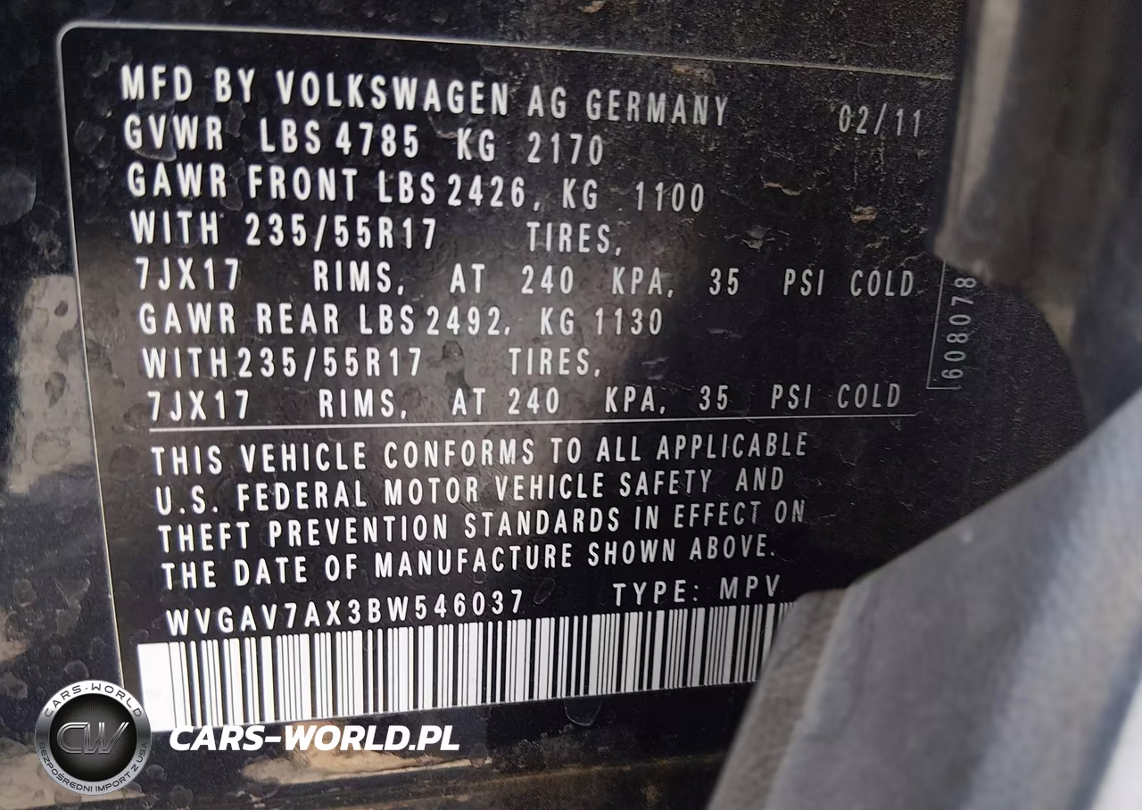 2011 Volkswagen Tiguan Se VIN:WVGAV7AX3BW546037 - 9