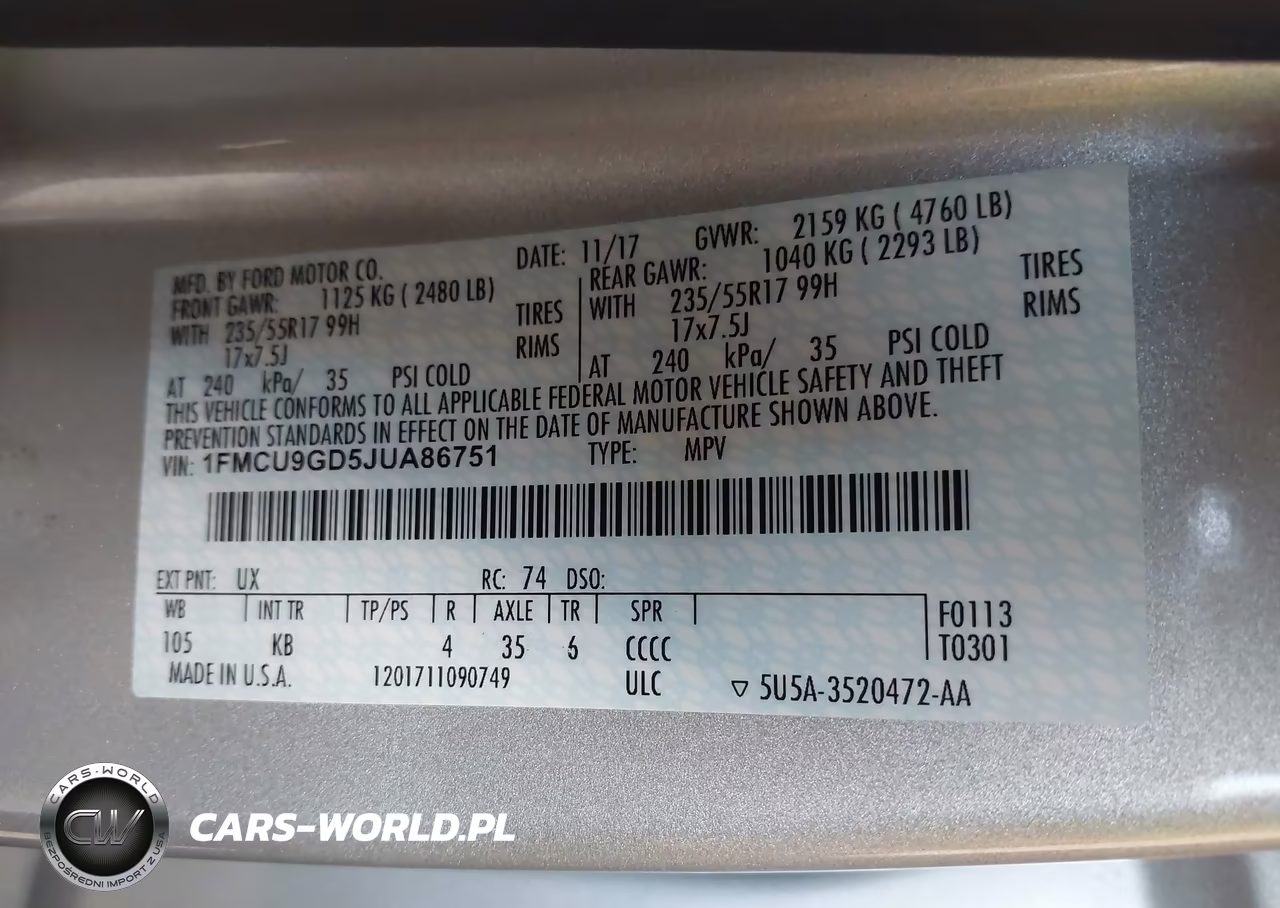 2018 Ford Escape Se VIN:1FMCU9GD5JUA86751 - 9