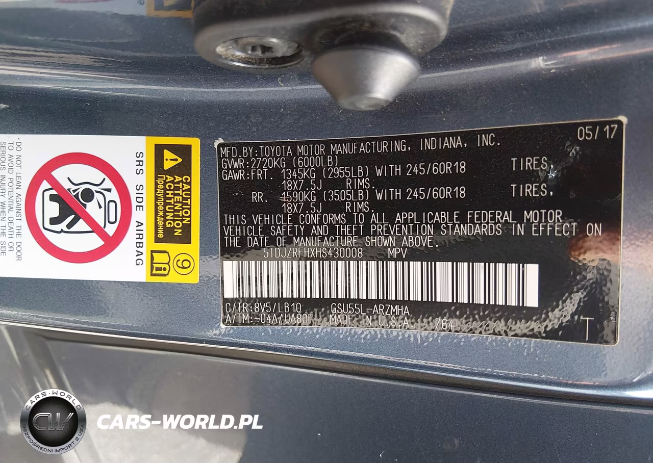 2017 Toyota Highlander Xle VIN:5TDJZRFHXHS430008 - 9