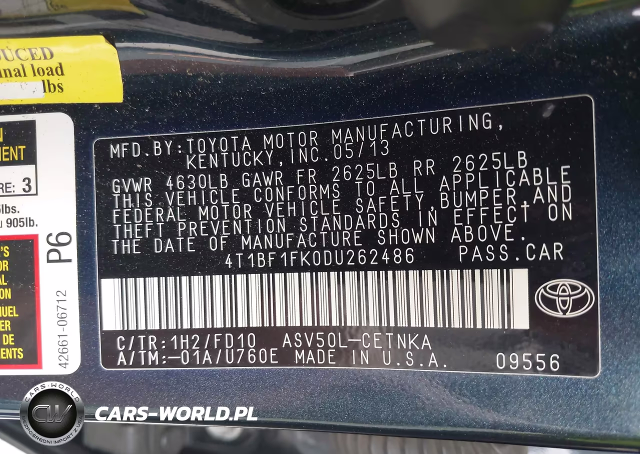 2013 Toyota Camry Le VIN:4T1BF1FK0DU262486 - 9