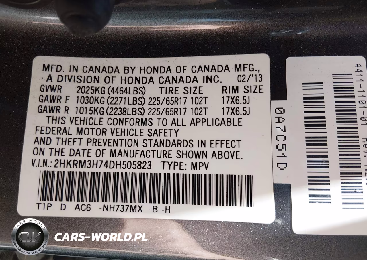2013 Honda Cr-V Ex-L VIN:2HKRM3H74DH505823 - 9