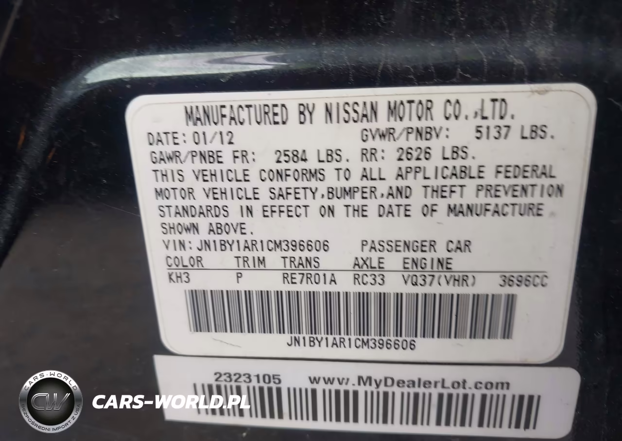 2012 Infiniti M37X VIN:JN1BY1AR1CM396606 - 9