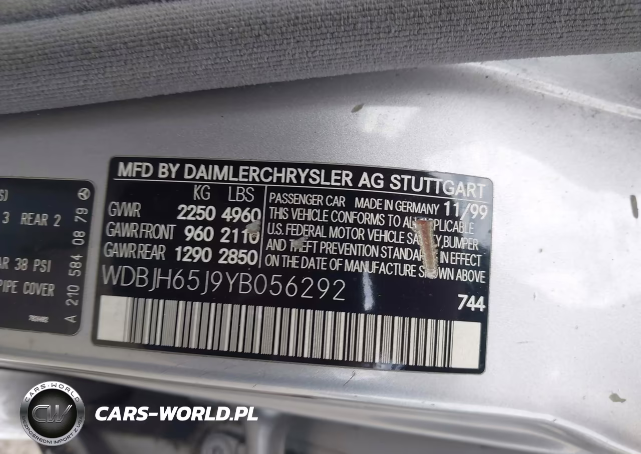 2000 Mercedes-Benz E 320 VIN:WDBJH65J9YB056292 - 9