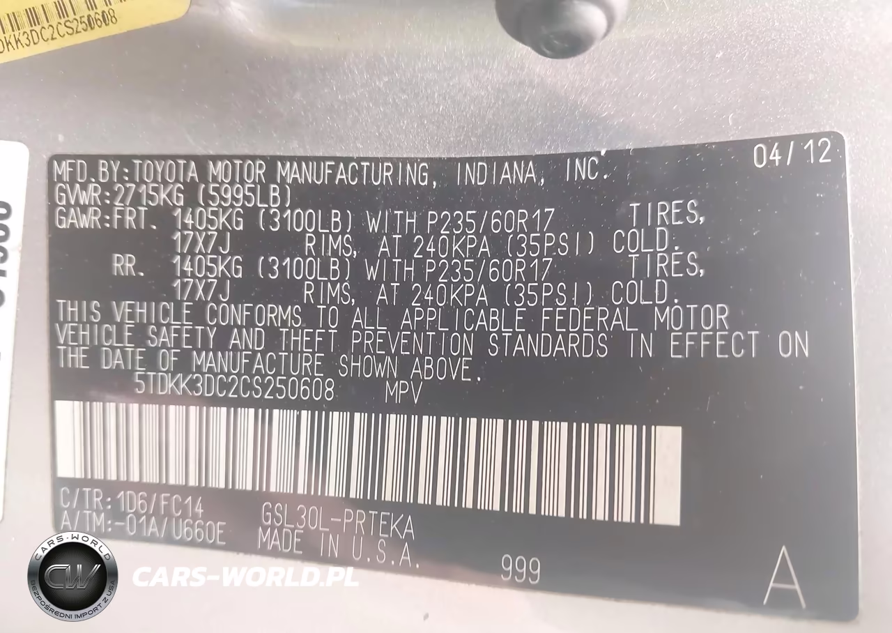 2012 Toyota Sienna Le V6 8 Passenger VIN:5TDKK3DC2CS250608 - 9
