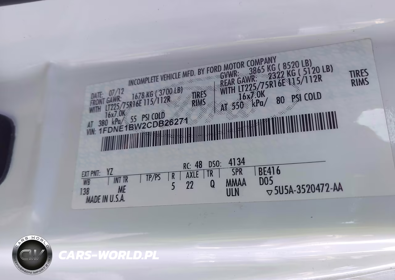 2012 Ford E-150 Xl-Xlt VIN:1FDNE1BW2CDB26271 - 9
