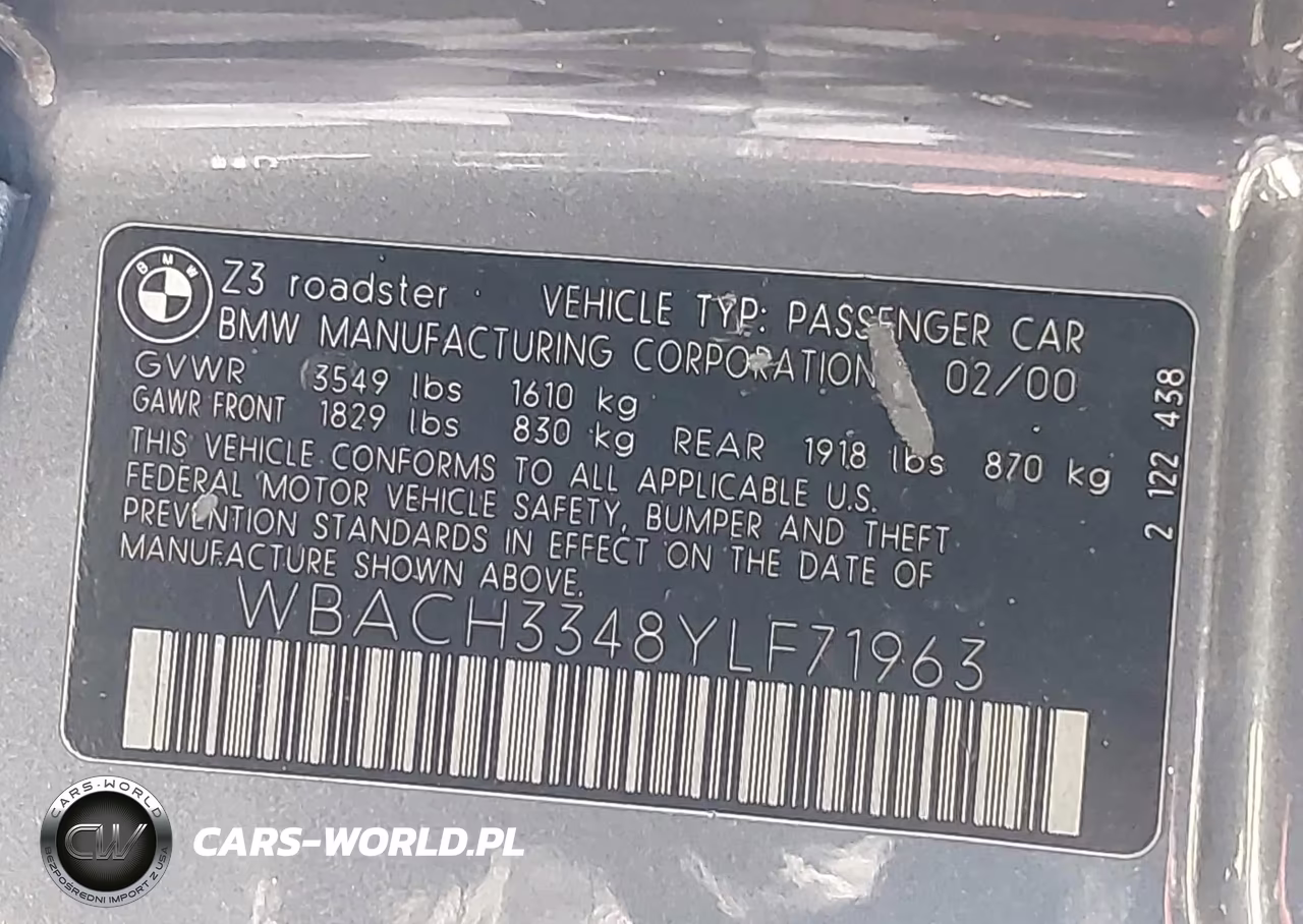 2000 BMW Z3 2.8 VIN:WBACH3348YLF71963 - 9