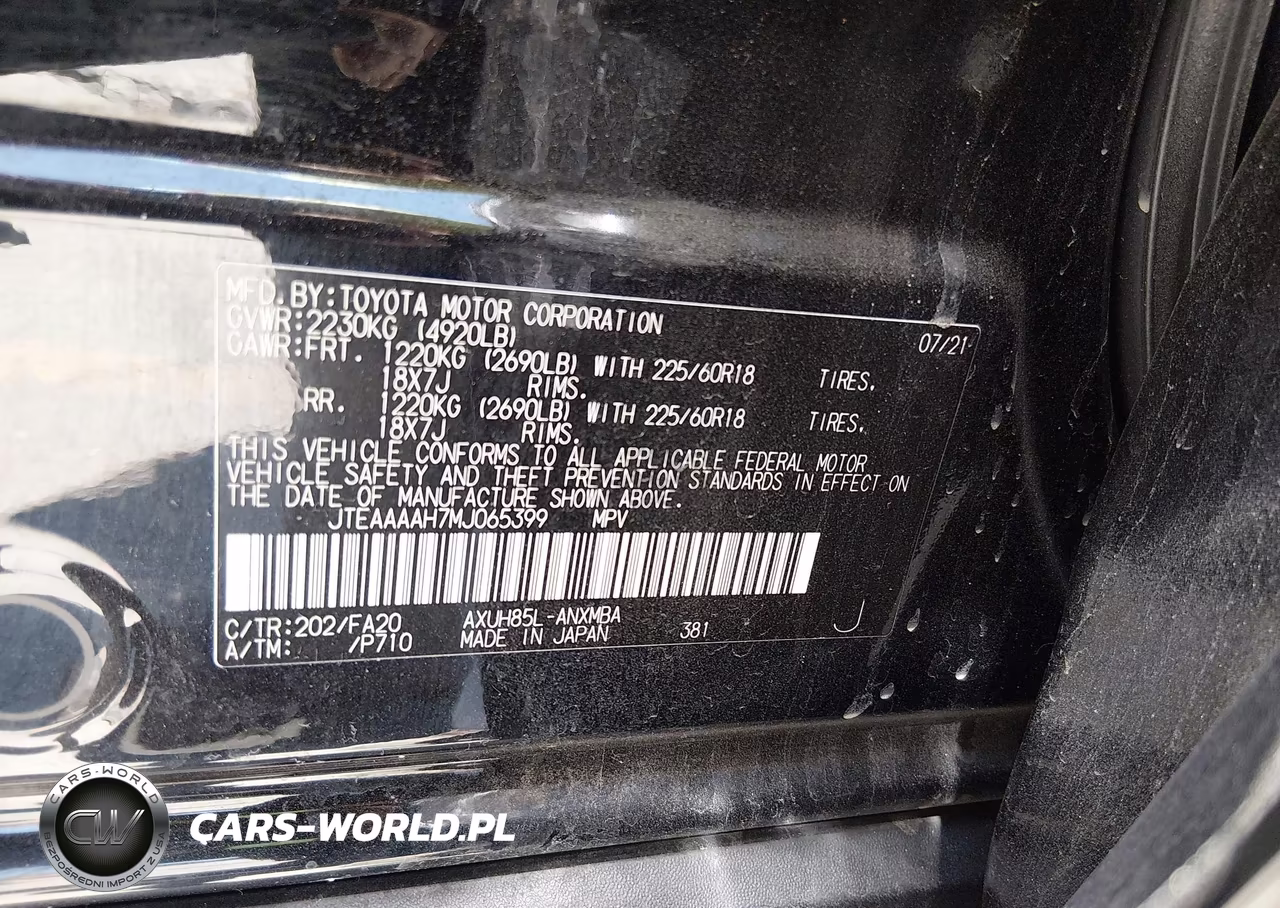 2021 Toyota Venza Le VIN:JTEAAAAH7MJ065399 - 9
