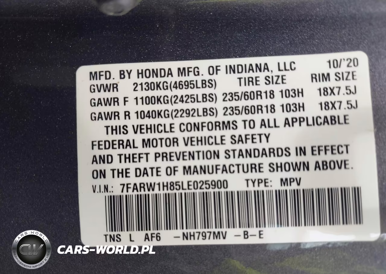 2020 Honda Cr-V 2Wd Ex-L VIN:7FARW1H85LE025900 - 9