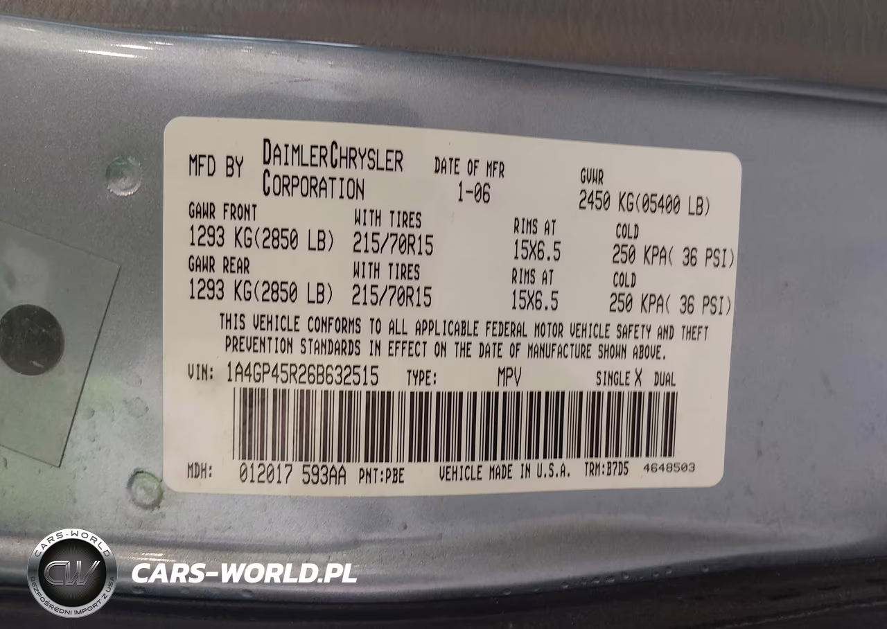 2006 Chrysler Town & Country VIN:1A4GP45R26B632515 - 9