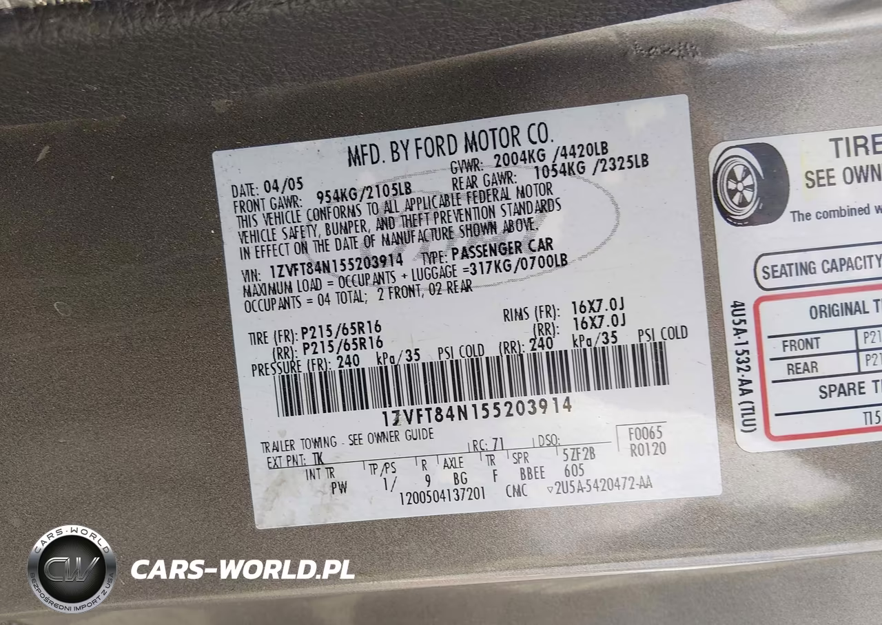 2005 Ford Mustang VIN:1ZVFT84N155203914 - 9