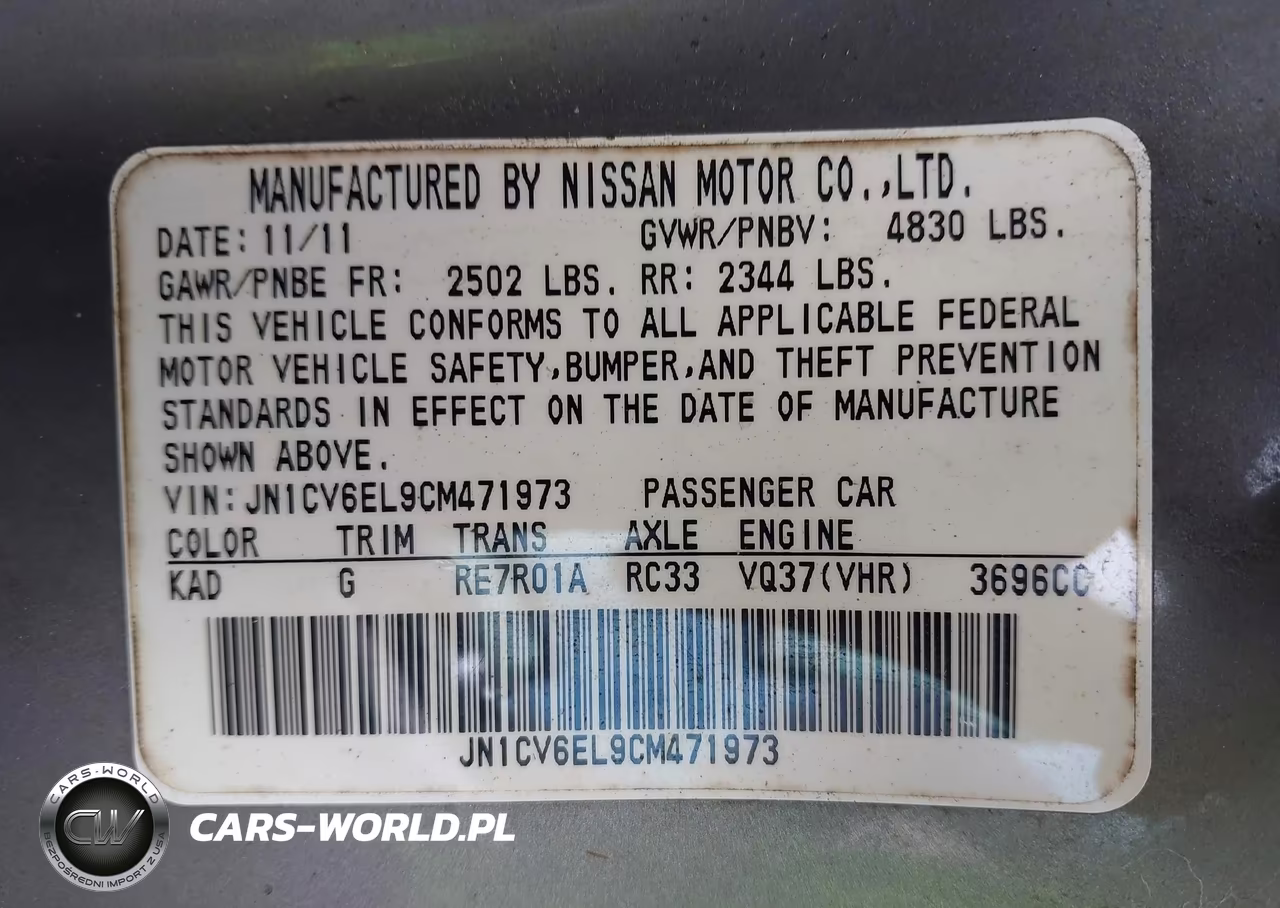 2012 Infiniti G37X VIN:JN1CV6EL9CM471973 - 9
