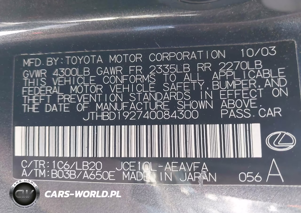 2004 Lexus Is 300 VIN:JTHBD192740084300 - 9