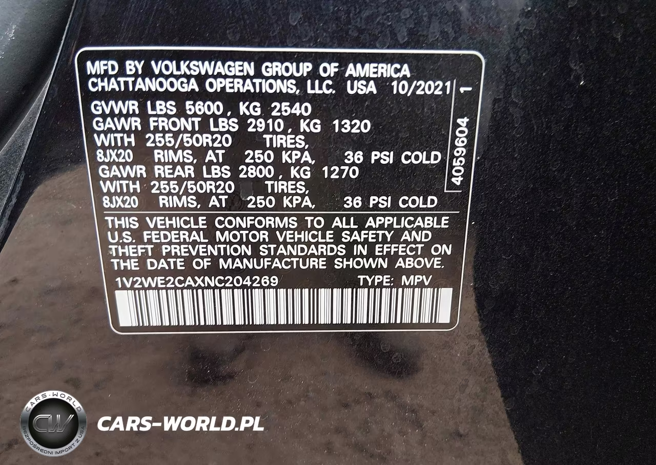 2022 Volkswagen Atlas Cross Sport 3.6L V6 Se W-Technology VIN:1V2WE2CAXNC204269 - 9