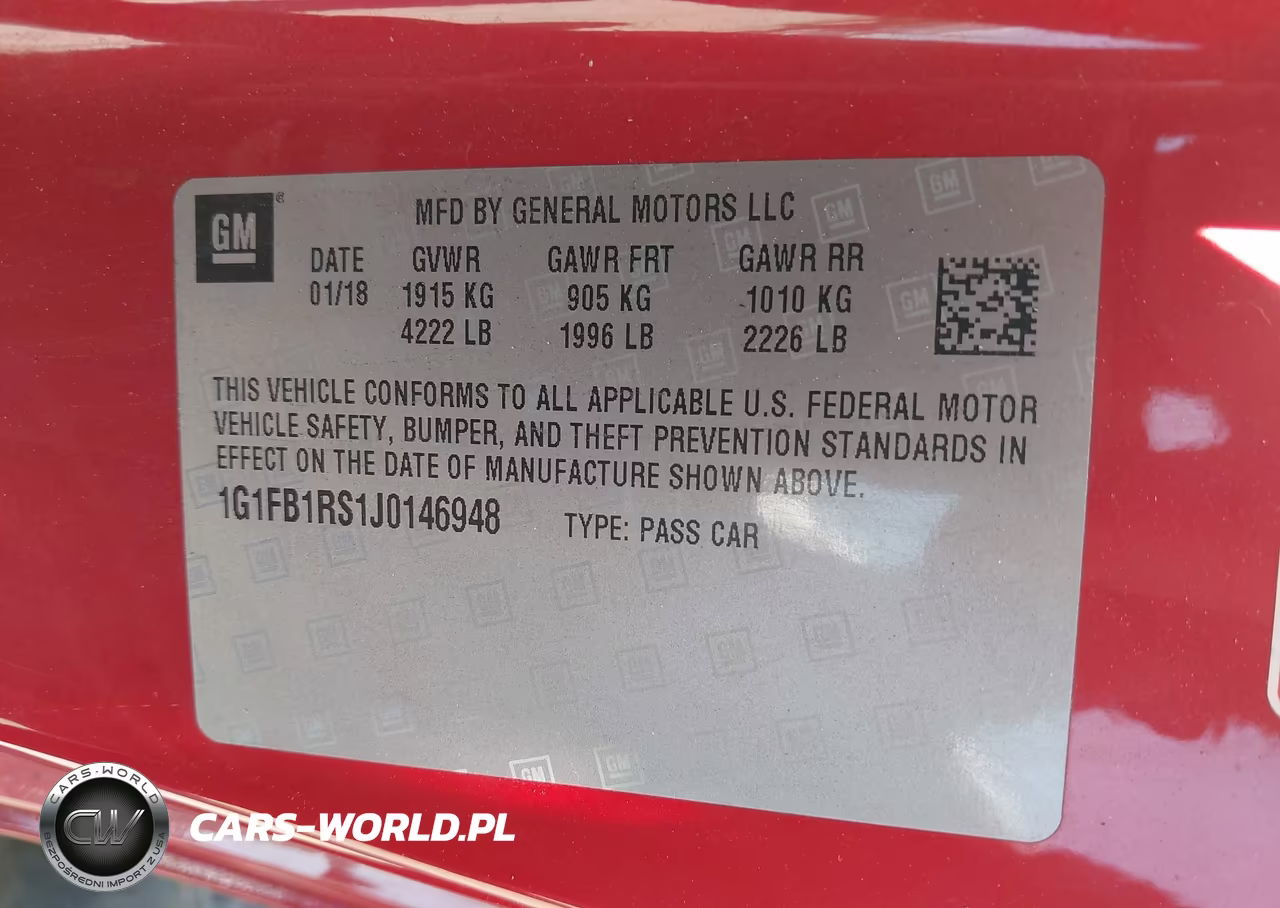 2018 Chevrolet Camaro 1Lt VIN:1G1FB1RS1J0146948 - 9