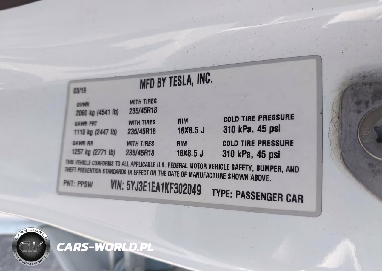 2019 Tesla Model 3 Long Range-Mid Range-Standard Range-Standard Range Plus VIN:5YJ3E1EA1KF302049 - 9