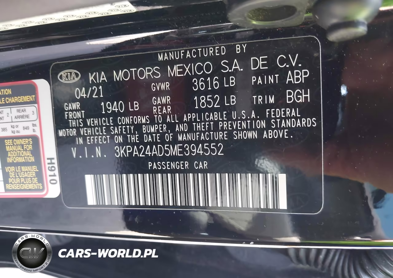 2021 Kia Rio S VIN:3KPA24AD5ME394552 - 9