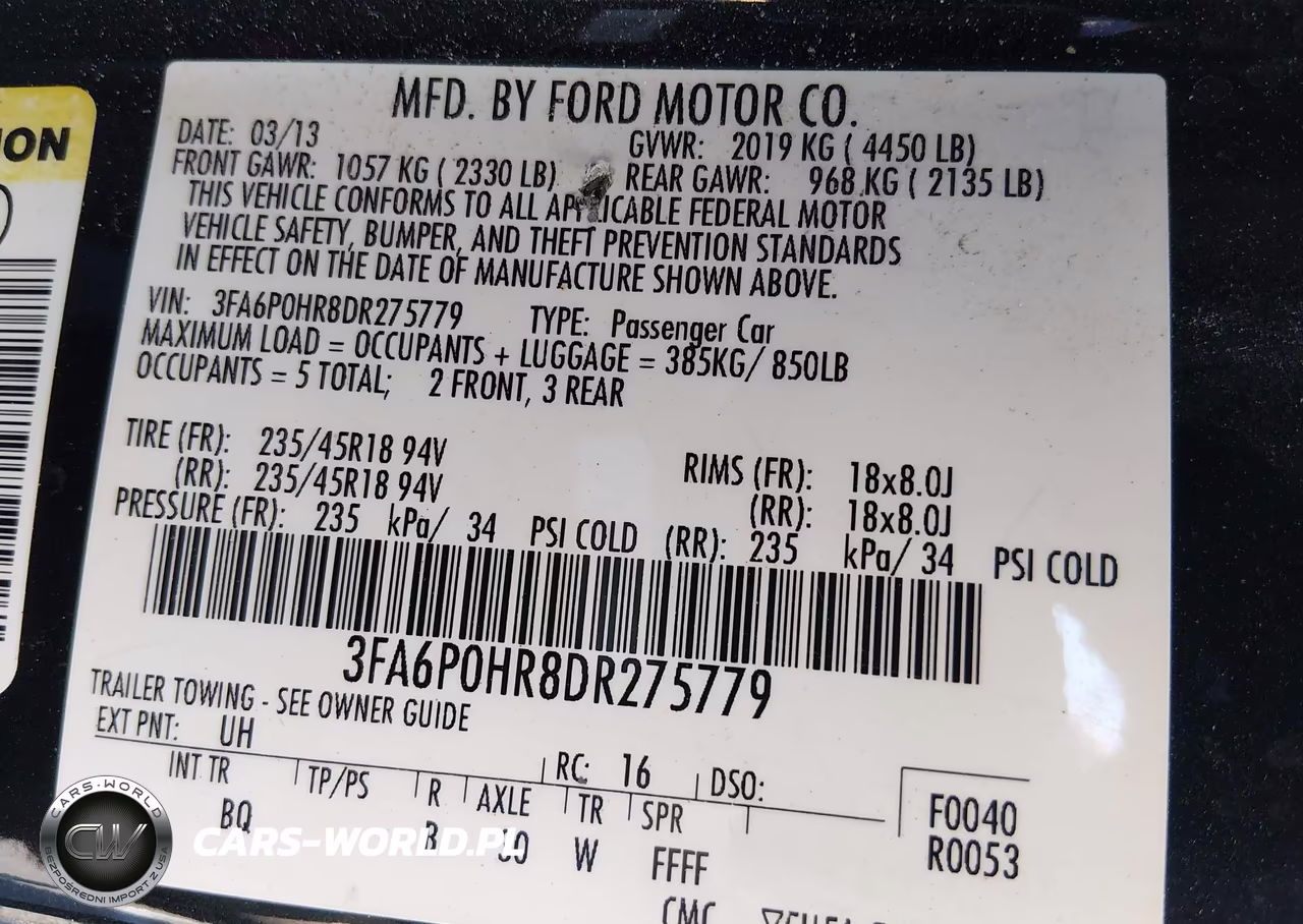 2013 Ford Fusion Se VIN:3FA6P0HR8DR275779 - 9