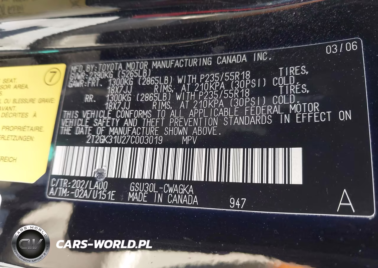 2007 Lexus Rx 350 VIN:2T2GK31U27C003019 - 9