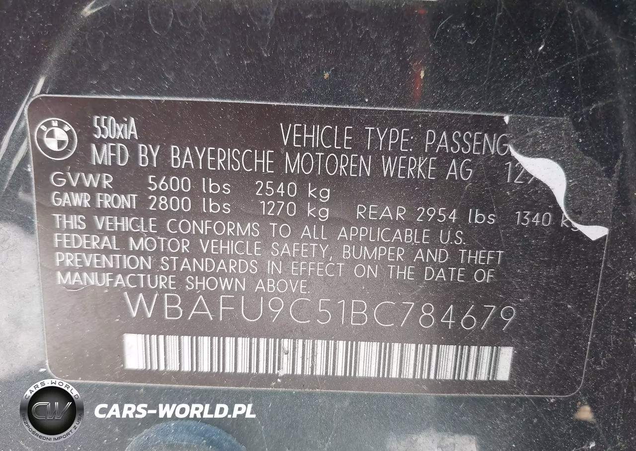 2011 BMW 550I xDrive VIN:WBAFU9C51BC784679 - 9