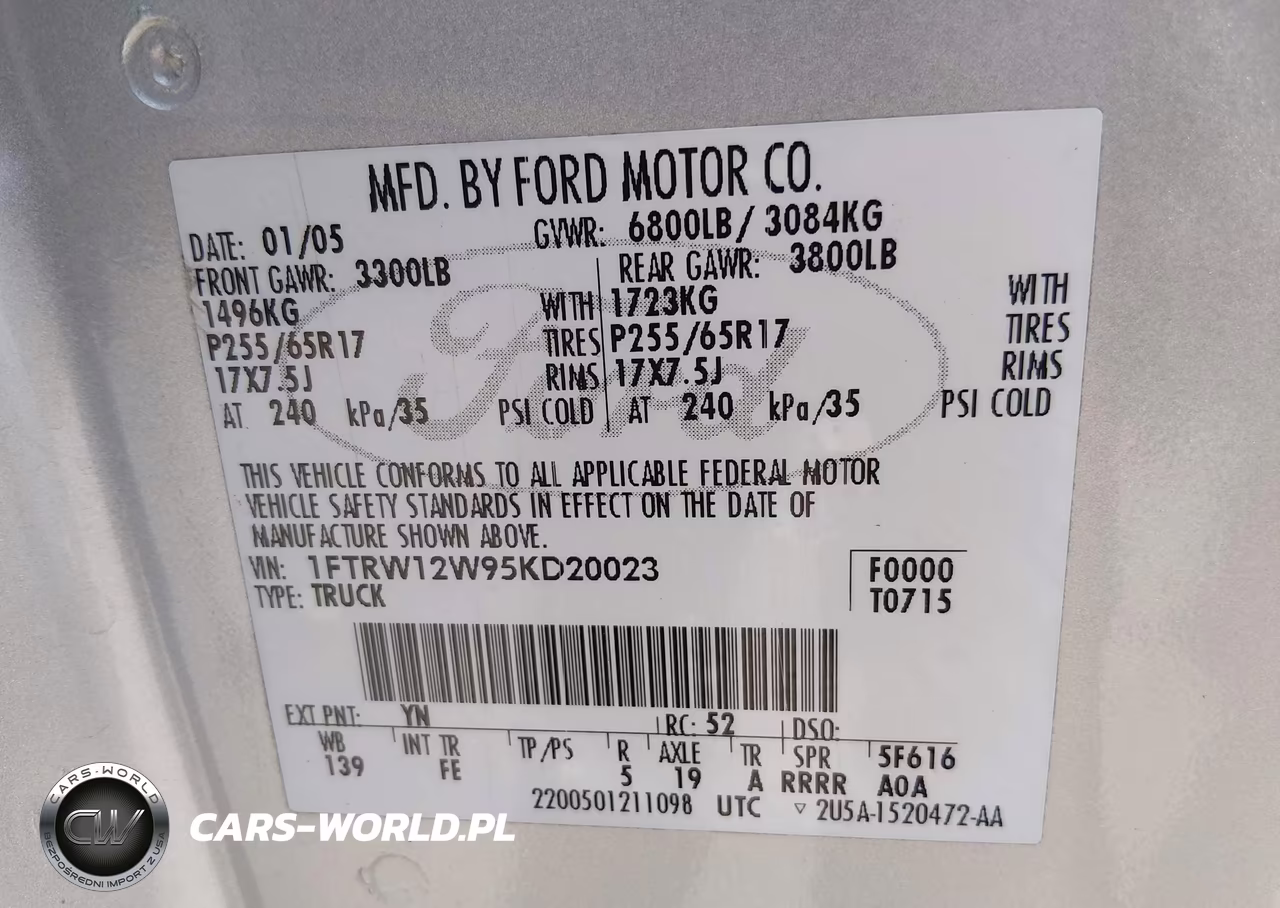 2005 Ford F-150 Xlt VIN:1FTRW12W95KD20023 - 9