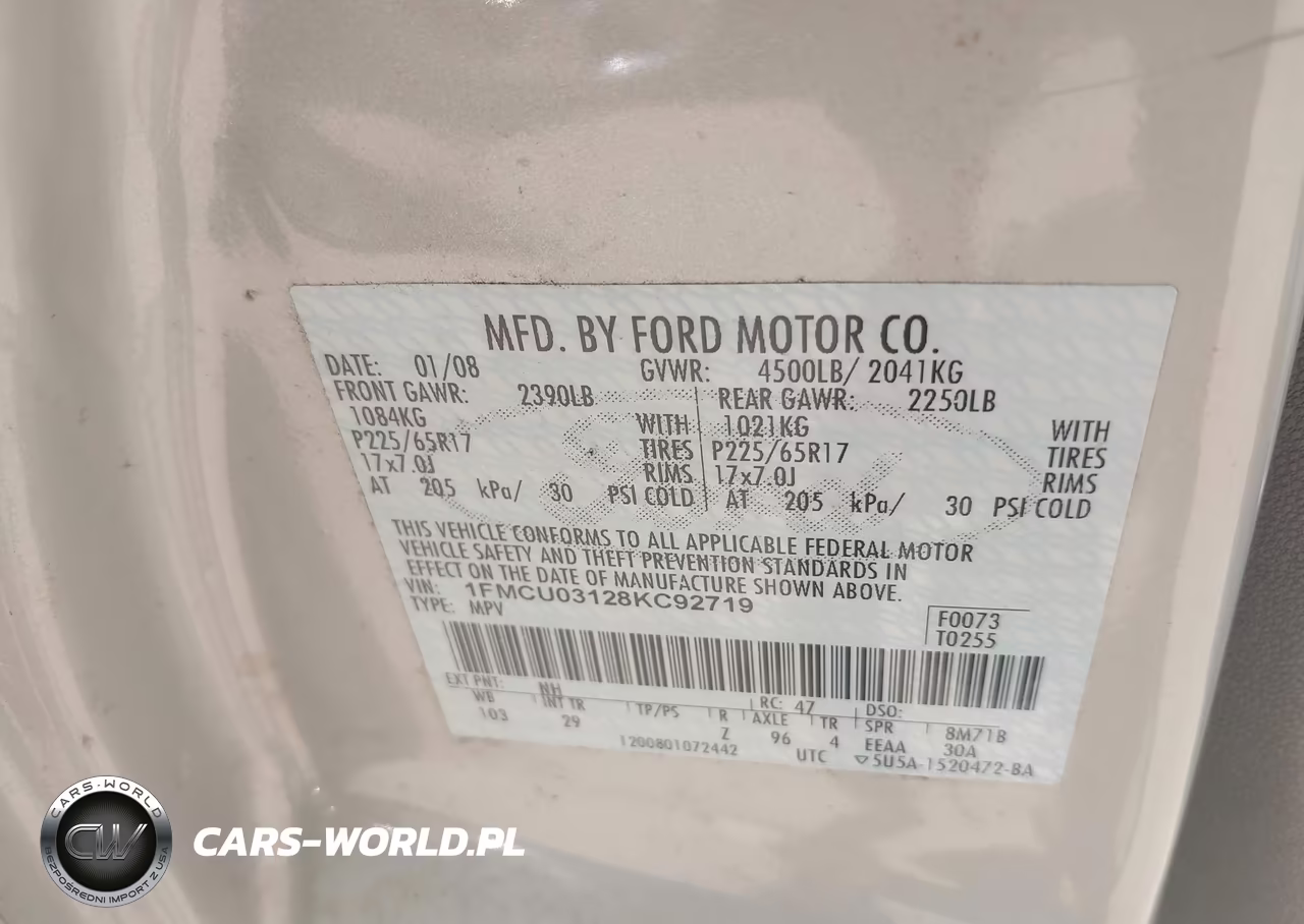 2008 Ford Escape Xlt VIN:1FMCU03128KC92719 - 9