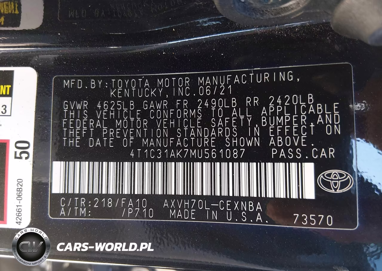 2021 Toyota Camry Le Hybrid VIN:4T1C31AK7MU561087 - 9