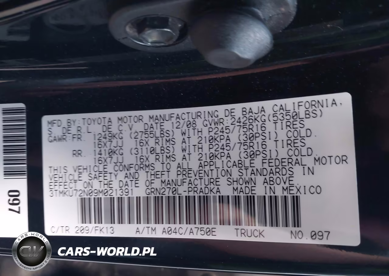 2009 Toyota Tacoma Prerunner V6 VIN:3TMKU72N09M021391 - 9