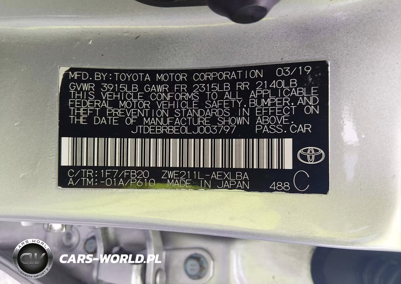 2020 Toyota Corolla Hybrid Le VIN:JTDEBRBE0LJ003797 - 9