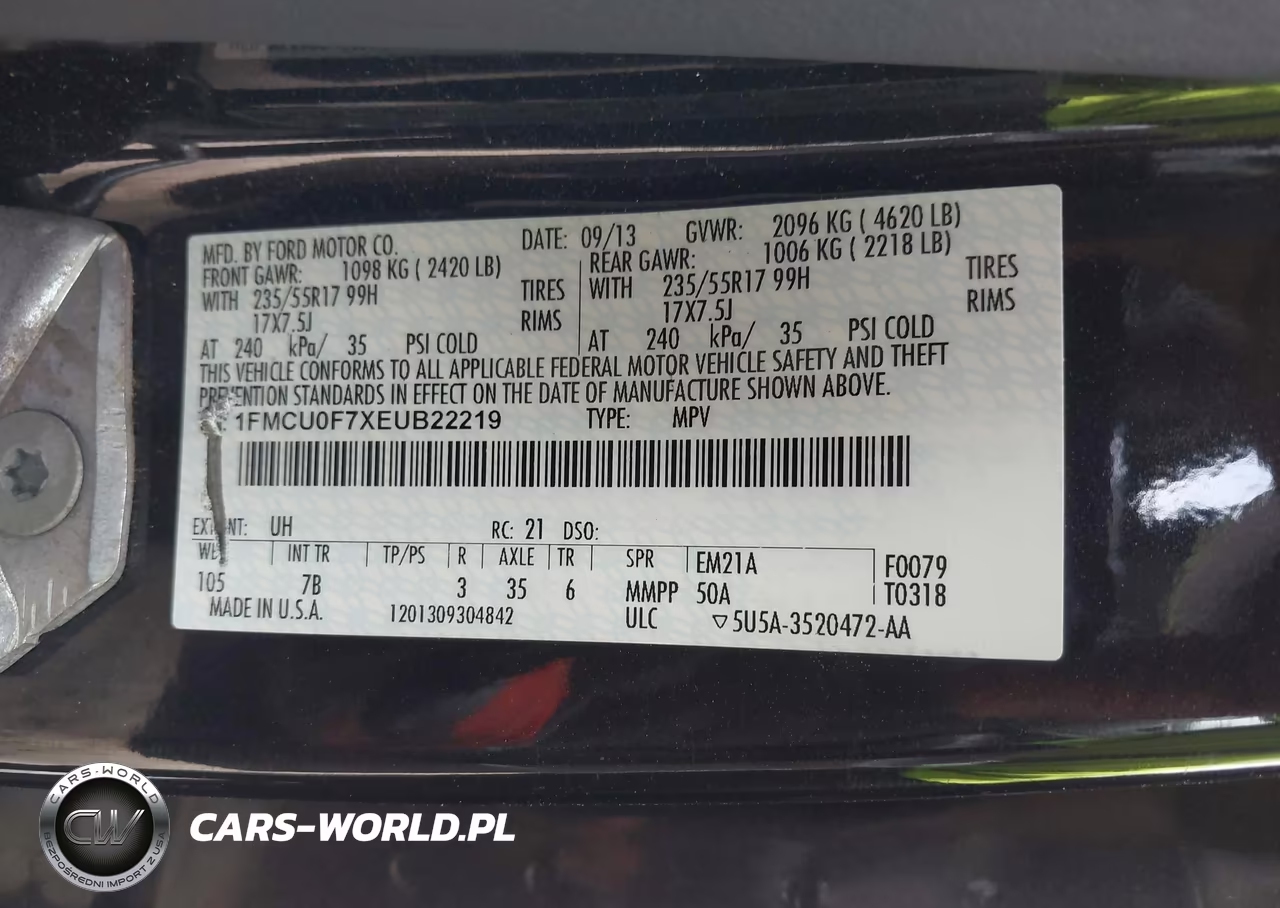 2014 Ford Escape S VIN:1FMCU0F7XEUB22219 - 9