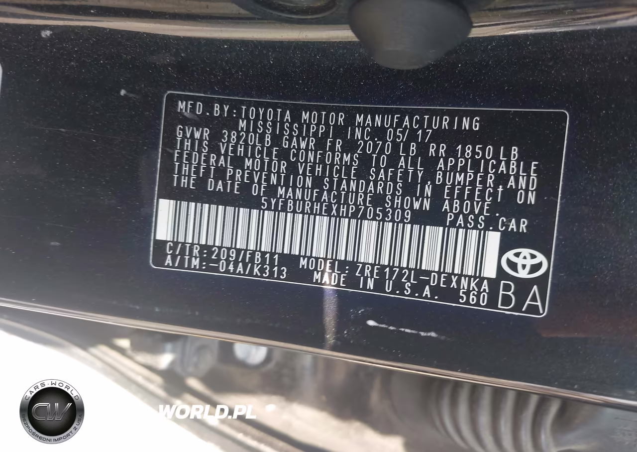 2017 Toyota Corolla Le VIN:5YFBURHEXHP705309 - 9