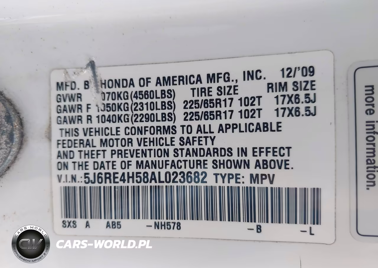 2010 Honda Cr-V Ex VIN:5J6RE4H58AL023682 - 9
