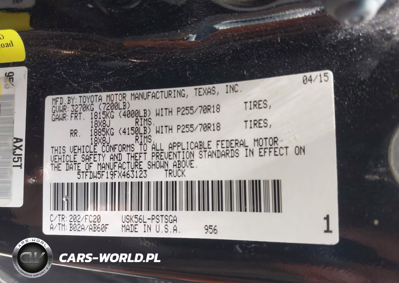 2015 Toyota Tundra Sr5 5.7L V8 VIN:5TFDW5F19FX463123 - 9
