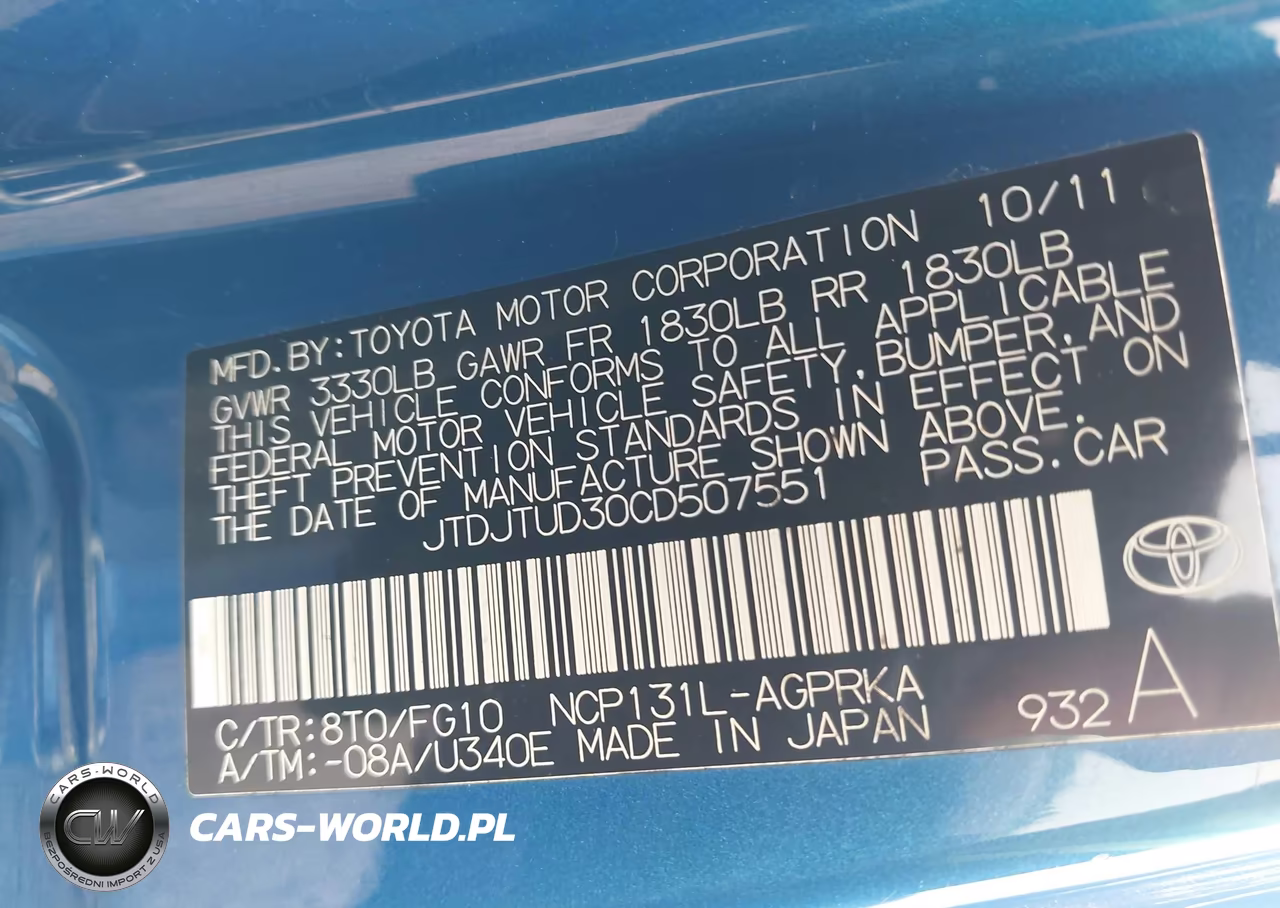 2012 Toyota Yaris Le VIN:JTDJTUD30CD507551 - 9