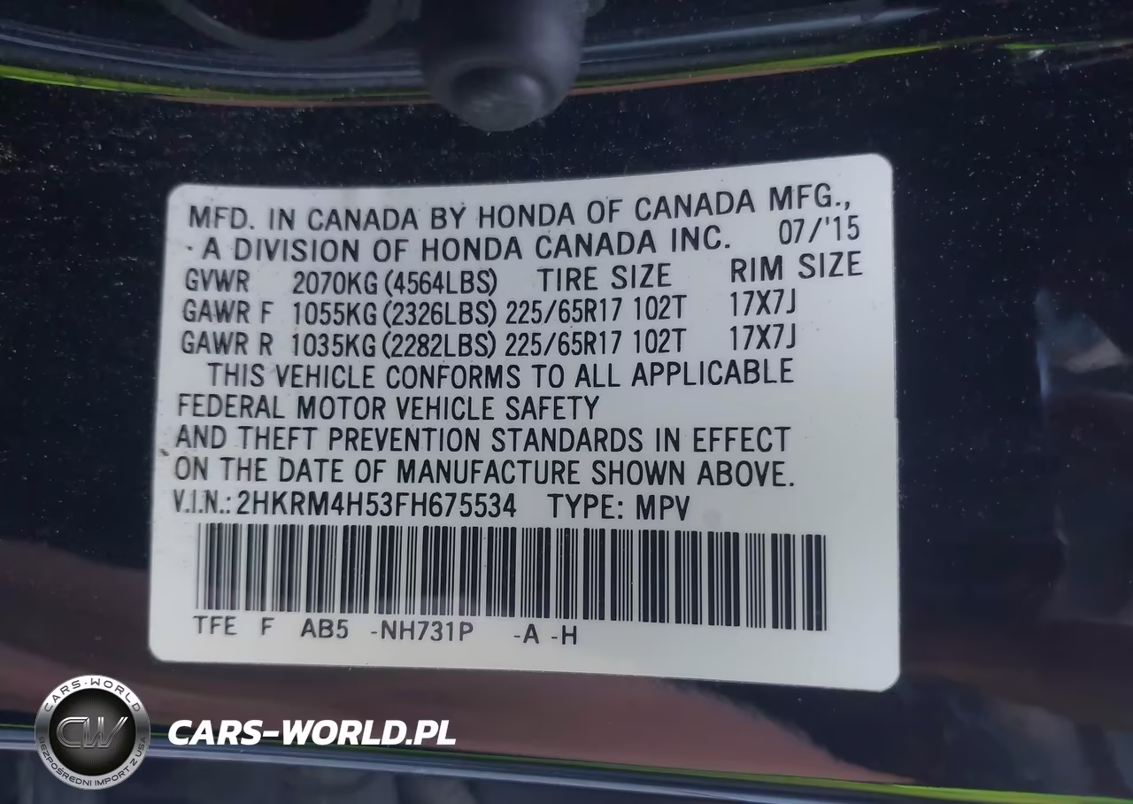 2015 Honda Cr-V Ex VIN:2HKRM4H53FH675534 - 9