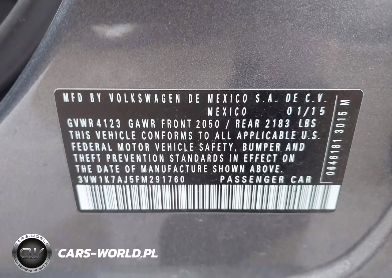 2015 Volkswagen Jetta 2.0L S VIN:3VW1K7AJ5FM291760 - 9