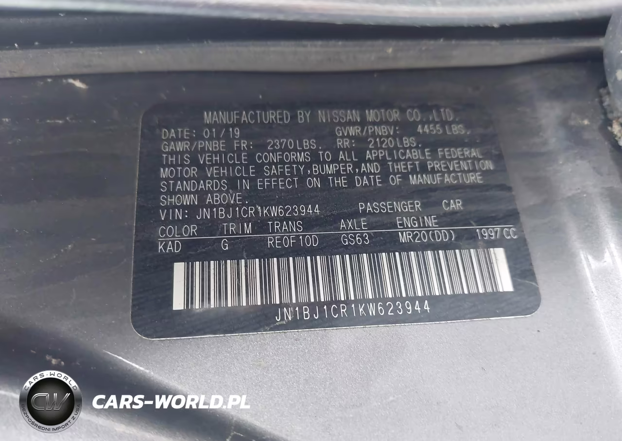 2019 Nissan Rogue Sport S VIN:JN1BJ1CR1KW623944 - 9