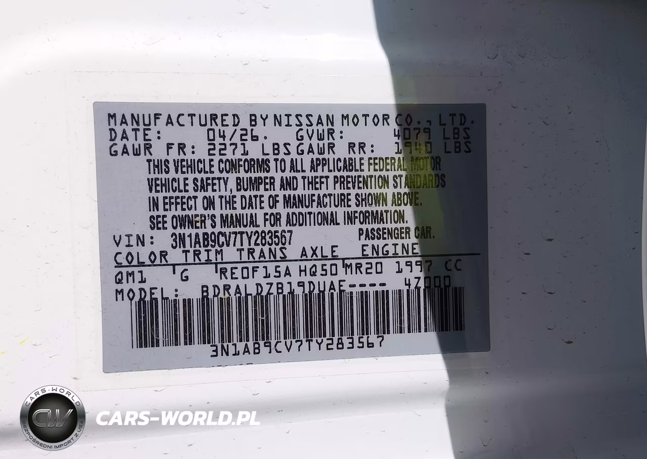 2026 Nissan Sentra Sv VIN:3N1AB9CV7TY283567 - 9