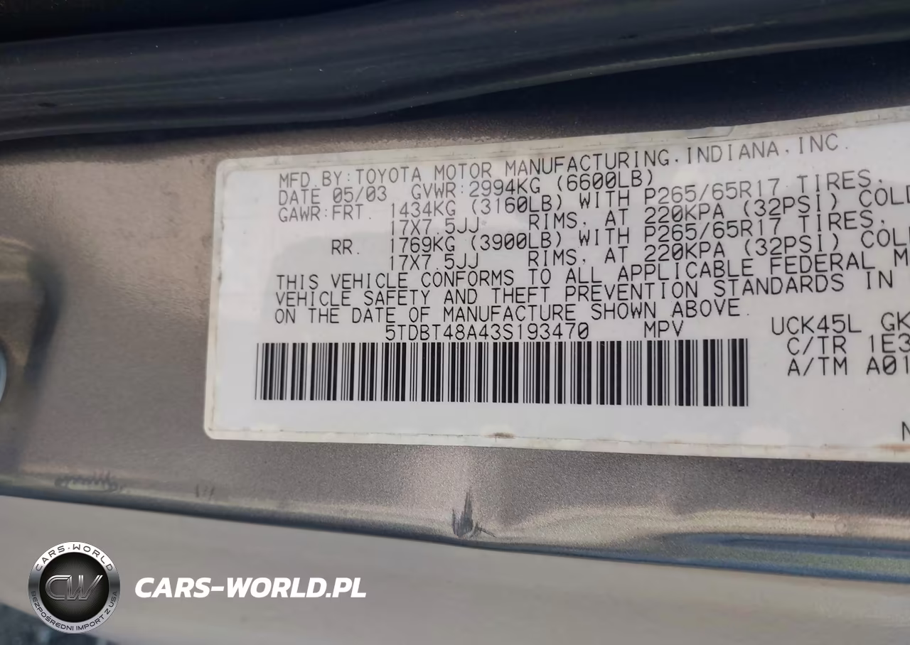 2003 Toyota Sequoia Limited V8 VIN:5TDBT48A43S193470 - 9